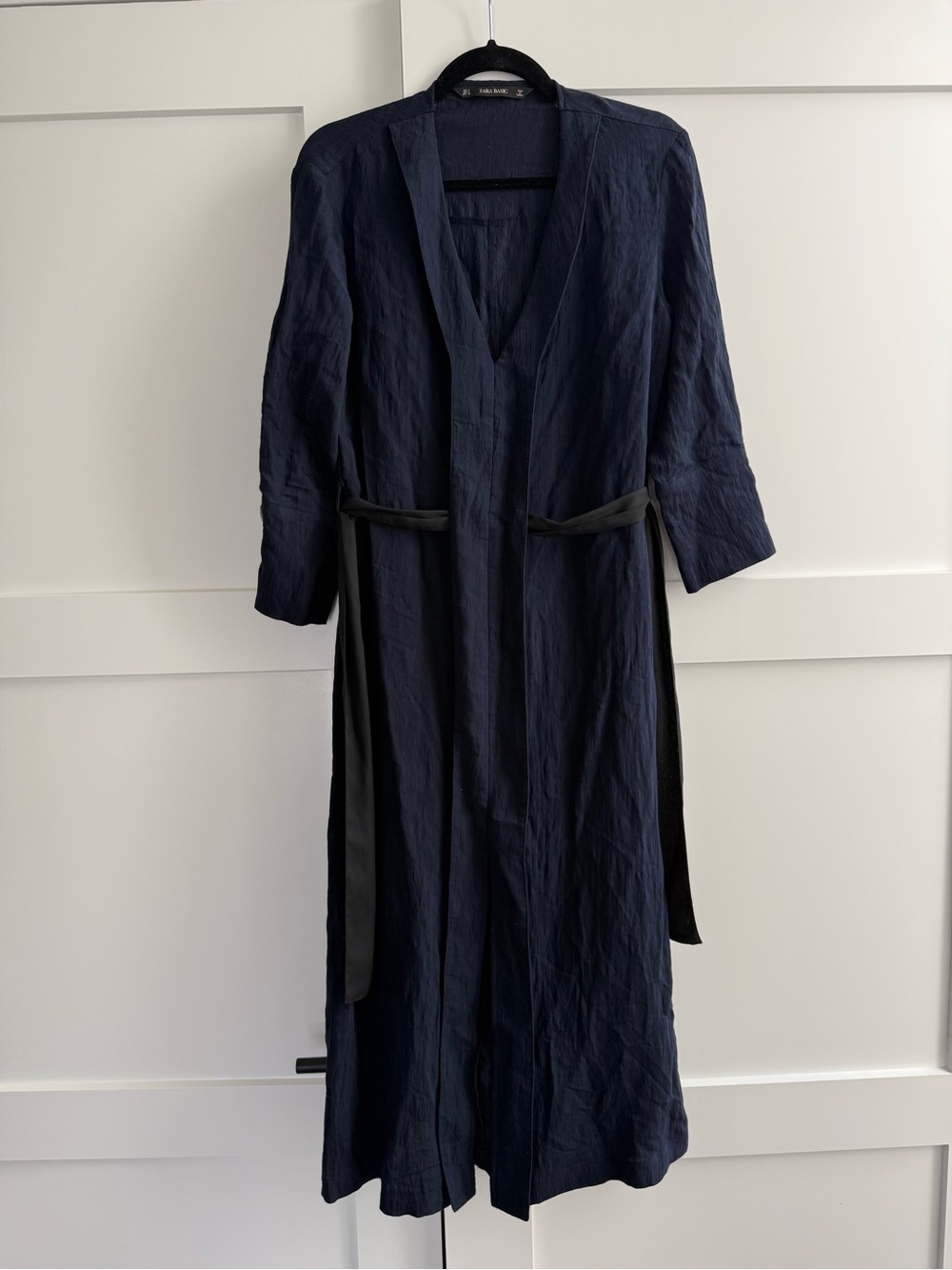 ZARA Navy long dress with Black Tie Belt